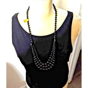 Alexander Kalifano Vintage Black Gemstone 28" Multi-Strand Necklace NWT